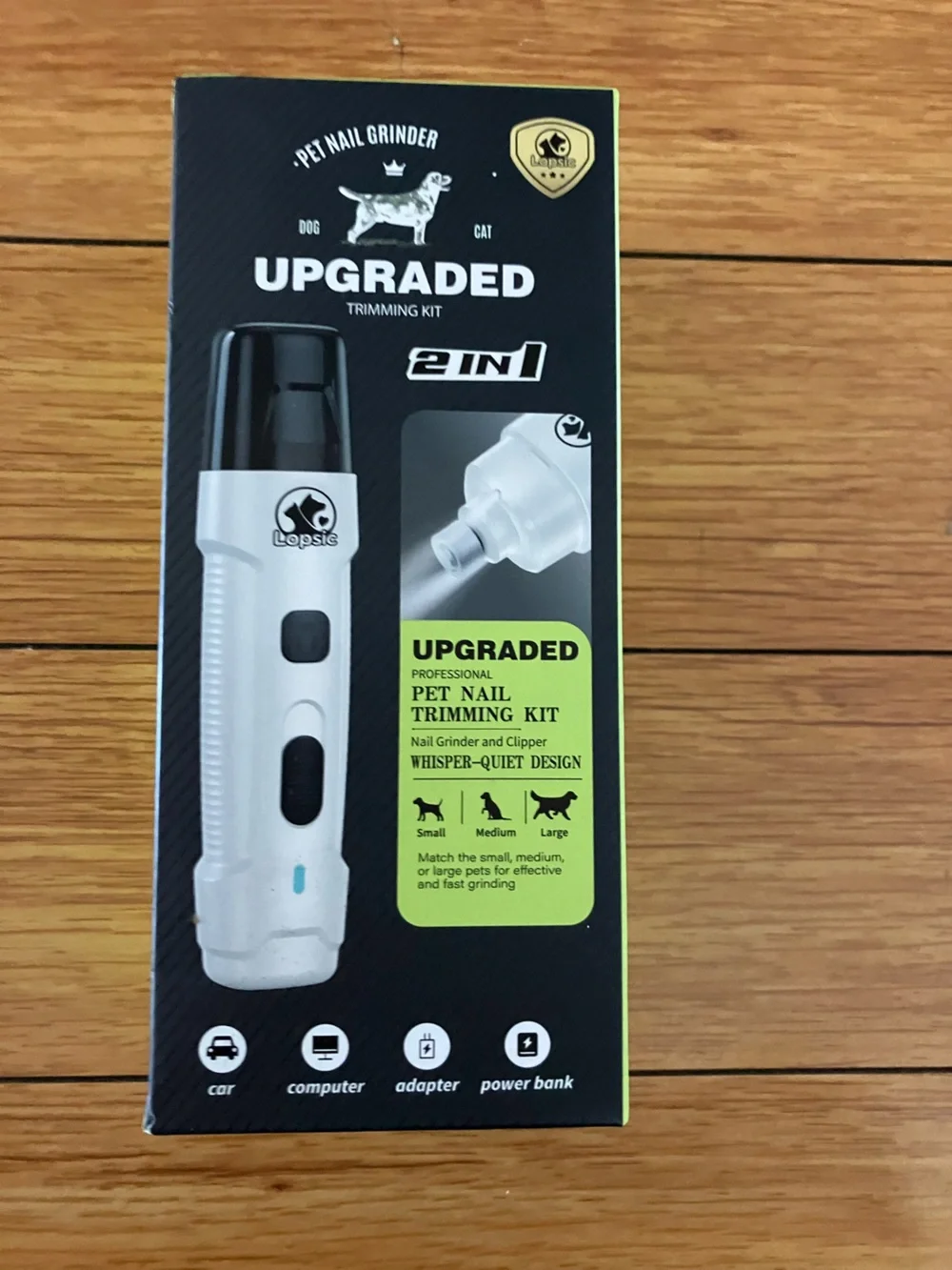 LOPSIC Dog Nail Grinder with 2 LED Lights, 2-Speed Trimmers and Clipper Kit